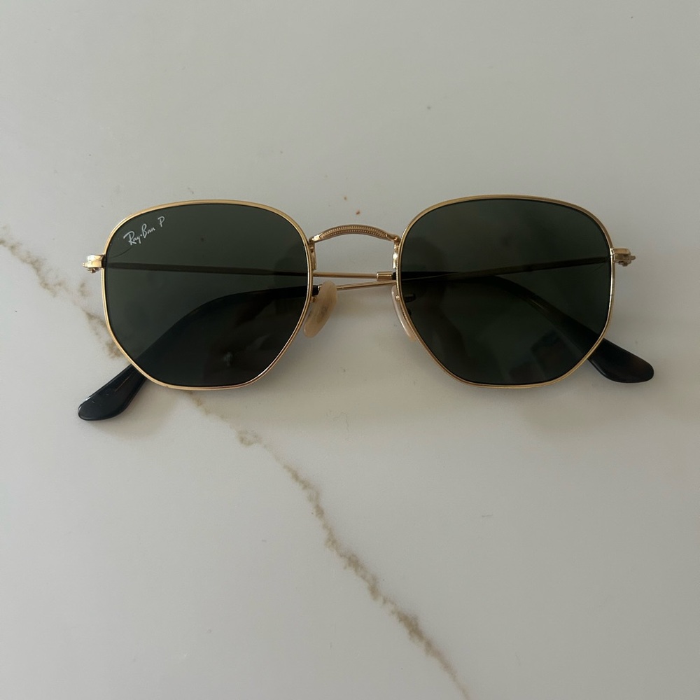 Ray-Ban Gold Frame Sunglasses with Dark Lenses